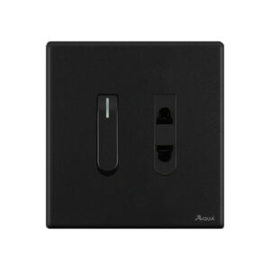 AQUA NEO SUPER BLACK 1 GANG SWITCH + 1 SOCKET