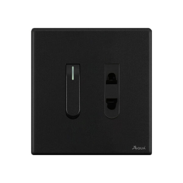 AQUA NEO SUPER BLACK 1 GANG SWITCH + 1 SOCKET
