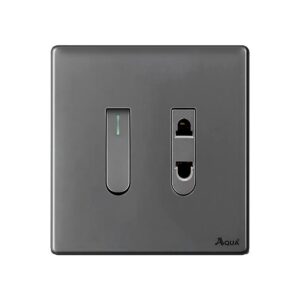 AQUA NEO SUPER GREY 1 GANG SWITCH + 1 SOCKET