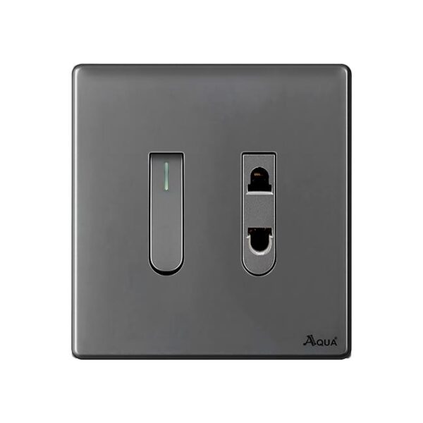 AQUA NEO SUPER GREY 1 GANG SWITCH + 1 SOCKET