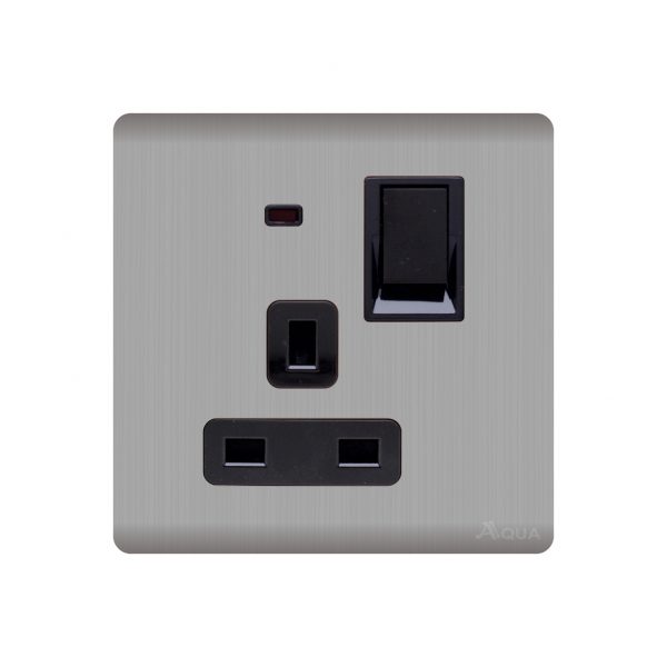 Aqua Discovery Silver 13 AMP BS Switch Socket With Neon