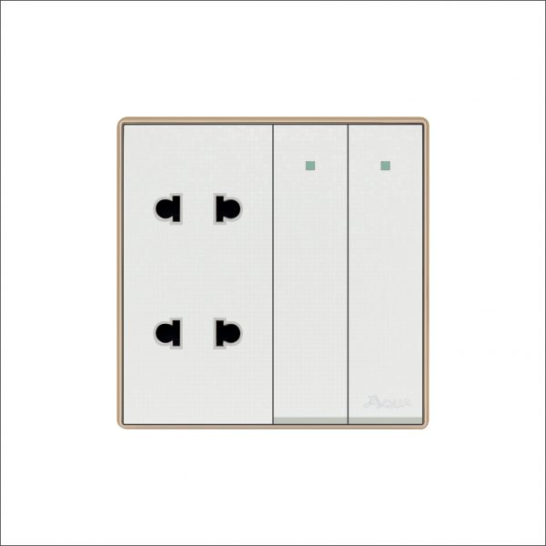 Aqua Icon 2 Gang Switch Plus 2 Sockets