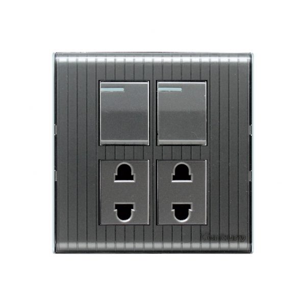 CENTURY CRYSTAL 2 GANG SWITCH PLUS 2 SOCKET