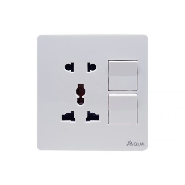 AQUA TWO SWITCH PLUS ONE SOCKET PLUS MULTI FUNCTION SOCKET