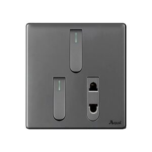 AQUA NEO SUPER GREY 2 GANG SWITCH + 1 SOCKET