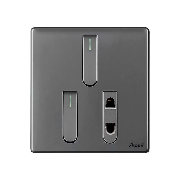 AQUA NEO SUPER GREY 2 GANG SWITCH + 1 SOCKET