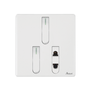 AQUA NEO SUPER WHITE 2 GANG SWITCH + 1 SOCKET