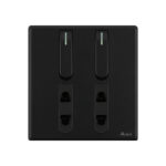 AQUA NEO SUPER BLACK 2 GANG SWITCH + 2 SOCKET