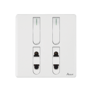 AQUA NEO SUPER WHITE 2 GANG SWITCH + 2 SOCKET