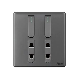 AQUA NEO SUPER GREY 2 GANG SWITCH + 2 SOCKET