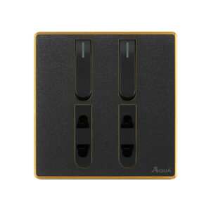 AQUA NEO ACRYLIC BLACK 2 GANG SWITCH + 2 SOCKET