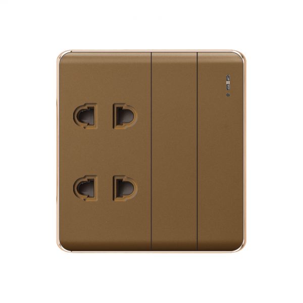Aqua Elegance Brown 2 Switch + 2 Socket 1Way
