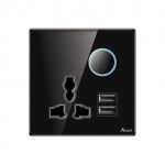 Aqua Quad black Series Multi Socket Plus Dual USB