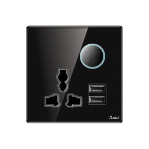 Aqua Quad black Series Multi Socket Plus Dual USB