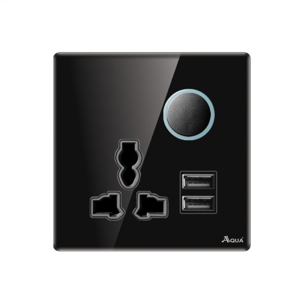 Aqua Roman black Series Multi Socket Plus Dual USB