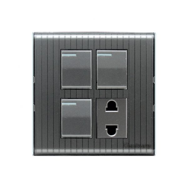 CENTURY CRYSTAL 3 GANG SWITCH PLUS 1 SOCKET