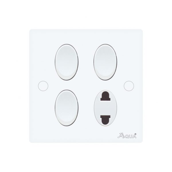 AQUA DYNASTY 3 GANG SWITCH PLUS 1 SOCKET