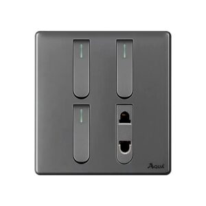 AQUA NEO SUPER GREY 3 GANG SWITCH + 1 SOCKET
