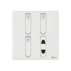 AQUA NEO SUPER WHITE 3 GANG SWITCH + 1 SOCKET