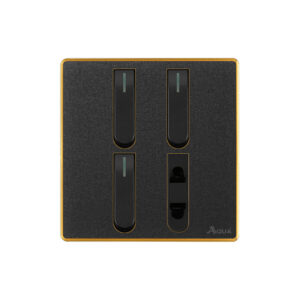 AQUA NEO ACRYLIC BLACK 3 GANG SWITCH + 1 SOCKET