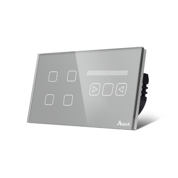 Glass Wifi Smart 4 Gang Switch Plus Fan Dimmer Grey