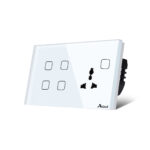 Glass Wifi Smart 4 Gang Switch Plus Multi Socket
