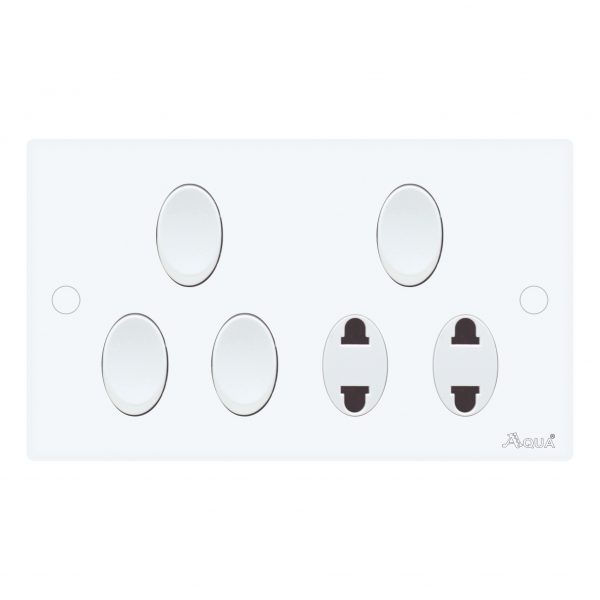 AQUA DYNASTY 4 GANG SWITCH PLUS 2 SOCKET