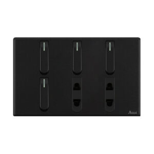 AQUA NEO SUPER BLACK 4 GANG SWITCH + 2 SOCKET