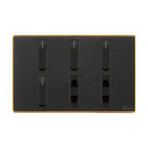 AQUA NEO ACRYLIC BLACK 4 GANG SWITCH + 2 SOCKET