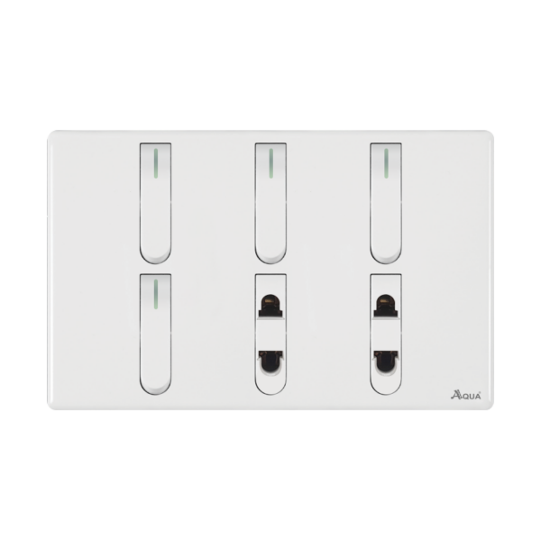 AQUA NEO SUPER WHITE 4 GANG SWITCH + 2 SOCKET