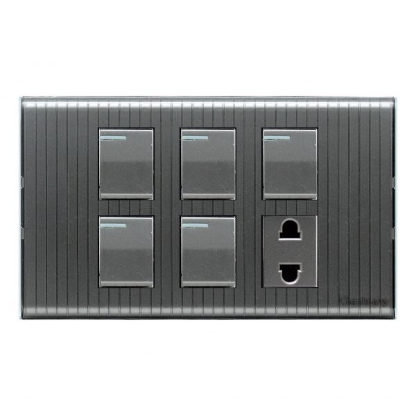 CENTURY CRYSTAL 5 GANG SWITCH PLUS 1 SOCKET