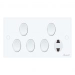 AQUA DYNASTY 5 GANG SWITCH PLUS 1 SOCKET