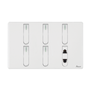 AQUA NEO SUPER WHITE 5 GANG SWITCH + 1 SOCKET