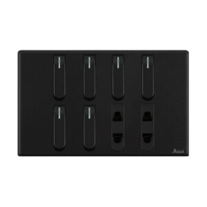 AQUA NEO SUPER BLACK 6 GANG SWITCH + 2 SOCKET