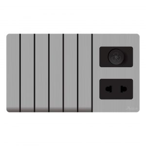 Aqua Discovery Silver 6 Gang Switch Plus 1 Socket Plus 1 Dimmer