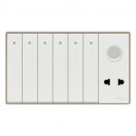 Aqua Icon 6 Gang Switch Plus 1 Socket Plus 1 Dimmer
