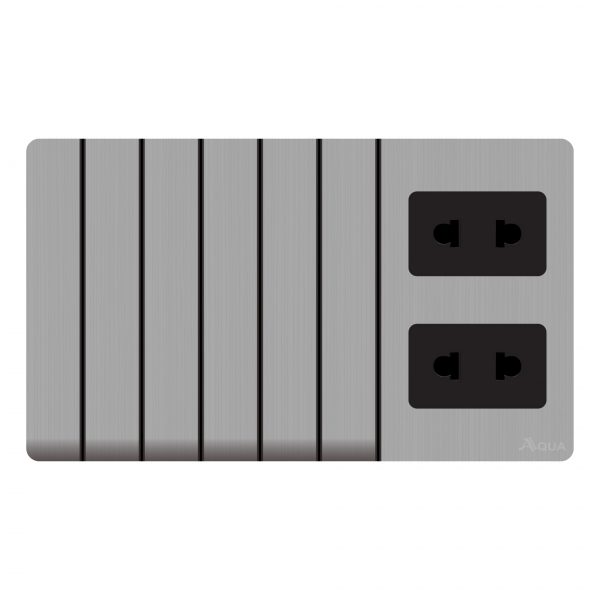Aqua Discovery Silver 6 Gang Switch Plus 2 Sockets