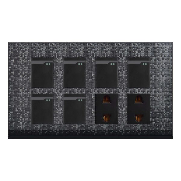 AQUA TEXTURE 6 GANG SWITCH PLUS 2 SOCKET