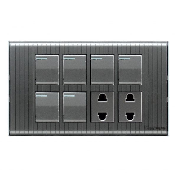 CENTURY CRYSTAL 6 GANG SWITCH PLUS 2 SOCKET