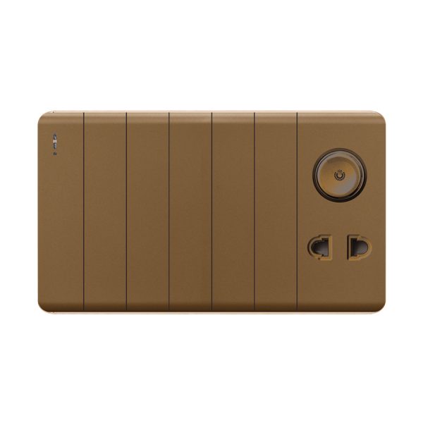 Aqua Elegance Brown 6 Gang Switch Plus 1 Socket Plus 1 Dimmer