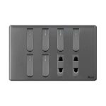 AQUA NEO SUPER GREY 6 GANG SWITCH + 2 SOCKET