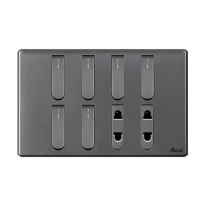 AQUA NEO SUPER GREY 6 GANG SWITCH + 2 SOCKET