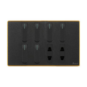 AQUA NEO ACRYLIC BLACK 6 GANG SWITCH + 2 SOCKET