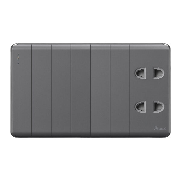 Aqua Elegance Grey 6 Switch Plus 2 Socket