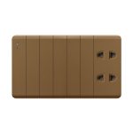 Aqua Elegance Brown 6 Gang Switch Plus 2 Sockets