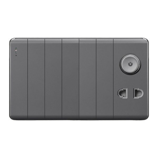 Aqua Elegance Grey 6 + 1 Socket 1 Dimmer