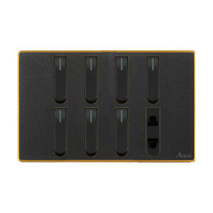 AQUA NEO ACRYLIC BLACK 7 GANG SWITCH + 1 SOCKET