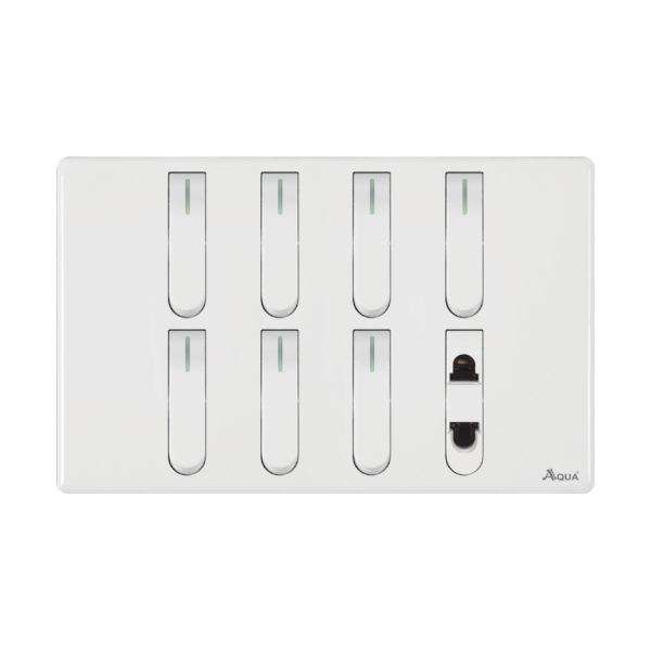 AQUA NEO SUPER WHITE 7 GANG SWITCH + 1 SOCKET