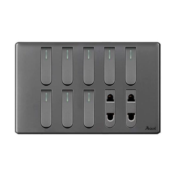 AQUA NEO SUPER GREY 8 GANG SWITCH + 2 SOCKET