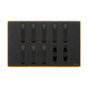 AQUA NEO ACRYLIC BLACK 8 GANG SWITCH + 2 SOCKET
